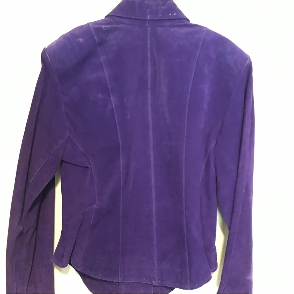 Winlit‎ Suede Leather Blazer Womens Size Medium Purple Double Breasted Vintage
